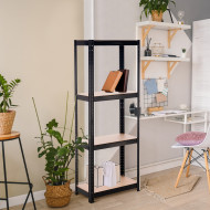 ESTANTERÍA 4 BALDAS AJUSTABLES NEGRA 60KG 60x30Xx148cm RDM CJ.1