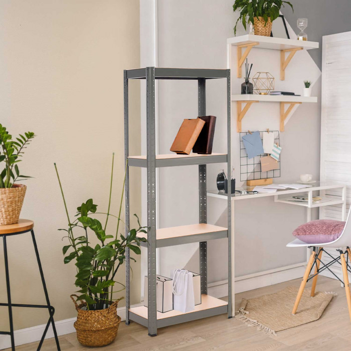 ESTANTERÍA 4 BALDAS AJUSTABLES GRIS ANTRACITA 60KG 60x30Xx148cm RDM CJ.1