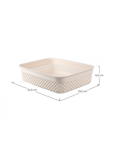 CESTA RESINA RECTANGULAR BAJA CREMA (24,5x19,5x6,5cm) 2,2L 7HOUSE