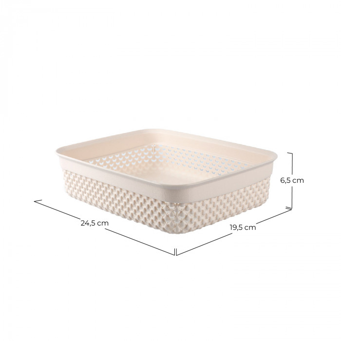 CESTA RESINA RECTANGULAR BAJA CREMA (24,5x19,5x6,5cm) 2,2L 7HOUSE