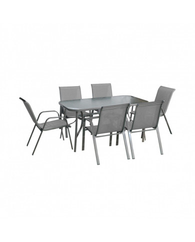 SET COMEDOR GRIS MESA140*90*70CM  +6 SILLAS 55*62*90CM  7HOUSE