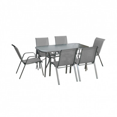 SET COMEDOR GRIS MESA140*90*70CM  +6 SILLAS 55*62*90CM  7HOUSE