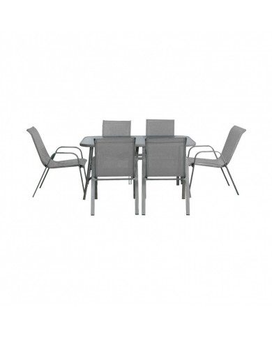 SET COMEDOR GRIS MESA140*90*70CM  +6 SILLAS 55*62*90CM  7HOUSE