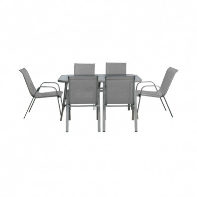 SET COMEDOR GRIS MESA140*90*70CM  +6 SILLAS 55*62*90CM  7HOUSE