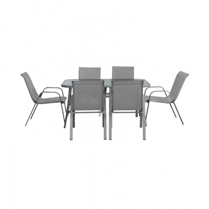 SET COMEDOR GRIS MESA140*90*70CM  +6 SILLAS 55*62*90CM  7HOUSE