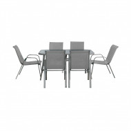 SET COMEDOR GRIS MESA140*90*70CM  +6 SILLAS 55*62*90CM  7HOUSE