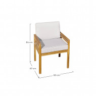 CONJUNTO JARDIN MESA+6 SILLONES ACACIA COJINES BLANCOS 180*90*74/60*68*83CM SEVEN  HOUSE