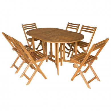 CONJUNTO MESA TRANSFORMABLE+6 SILLAS MADERA ACACIA NATURAL SEVEN HOUSE CONJUNTO MESA TRANSFORMABLE+6 SILLAS MADERA ACACIA NATURAL SEVEN HOUSE