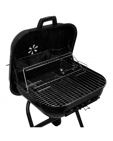 BARBACOA PLEGABLE CON RUEDAS Y TAPA HIERRO 47*52*87CM 7HOUSE