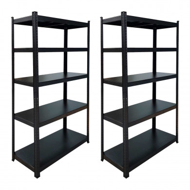 Pack 2 Estanterías Modulares Negras con 5 Baldas Ajustables 180x90x40cm 875Kg 7house Pack 2 Estanterías Modulares Negras con 5 Baldas Ajustables 180x90x40cm 875Kg 7house