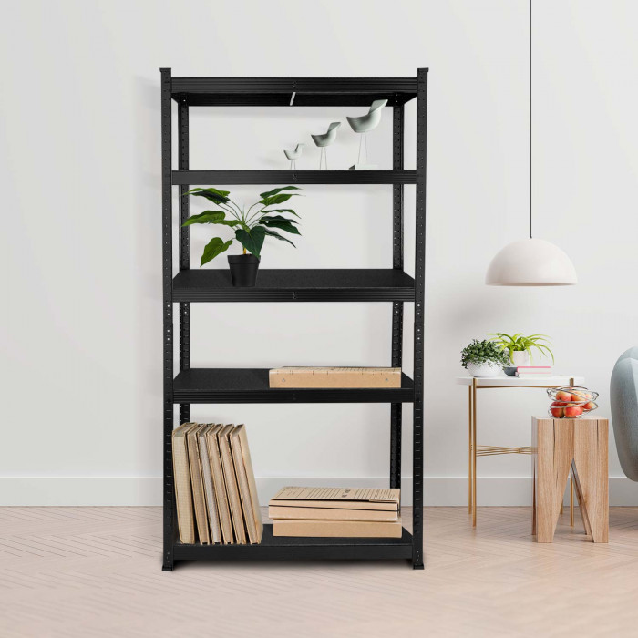Pack 2 Estanterías Modulares Negras con 5 Baldas Ajustables 180x90x40cm 875Kg 7house