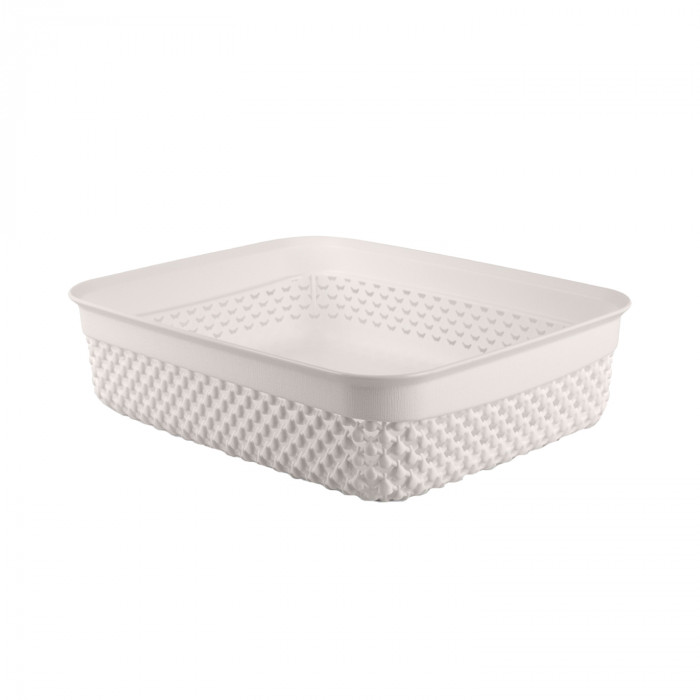 CESTA RESINA RECTANGULAR BAJA BLANCO (24,5x19,5x6,5cm) 2,2L 7HOUSE