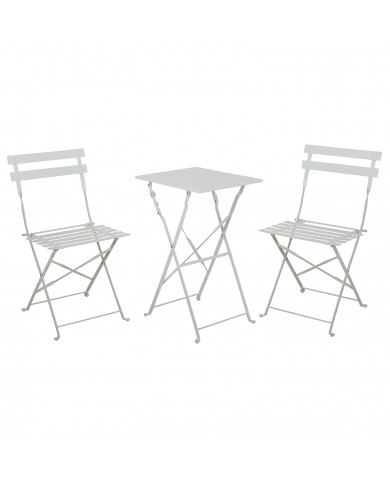 SET MESA Y SILLAS PLEGABLES METAL BLANCO 48X38X71CM - 41X46X79CM 7HOUSE