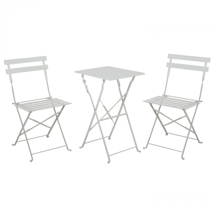 SET MESA Y SILLAS PLEGABLES METAL BLANCO 48X38X71CM - 41X46X79CM 7HOUSE