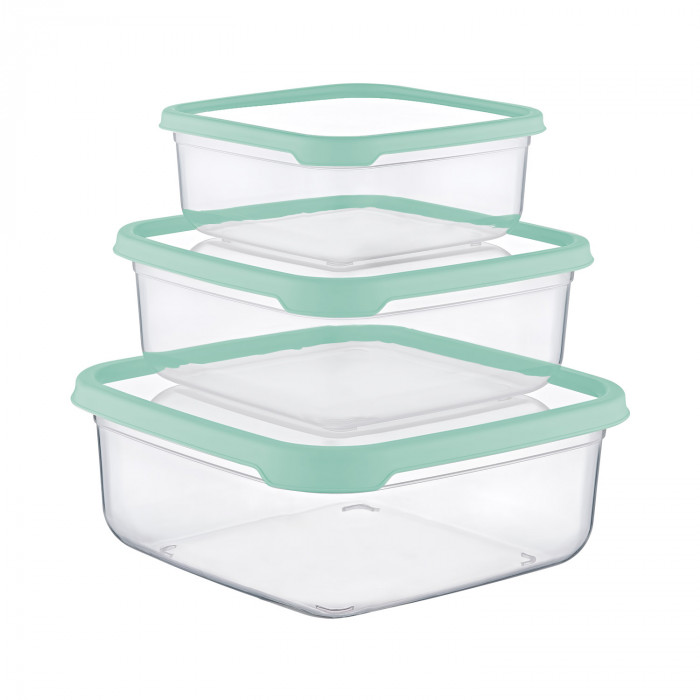 TÁPER CUADRADO VERDE SET DE 3 (400-800-1400ML) 7HOUSE RT.1