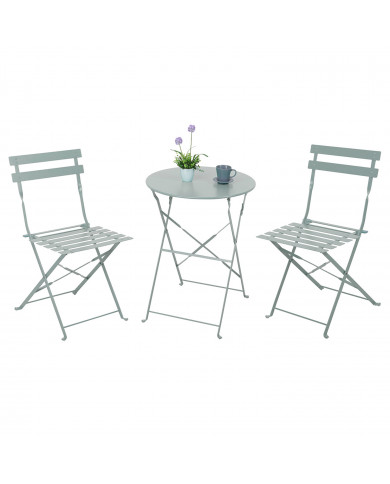 SET MESA Y SILLAS PLEGABLES METAL GRIS DN60X71CM - 41X46X79CM 7HOUSE