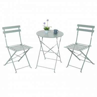 SET MESA Y SILLAS PLEGABLES METAL GRIS DN60X71CM - 41X46X79CM 7HOUSE