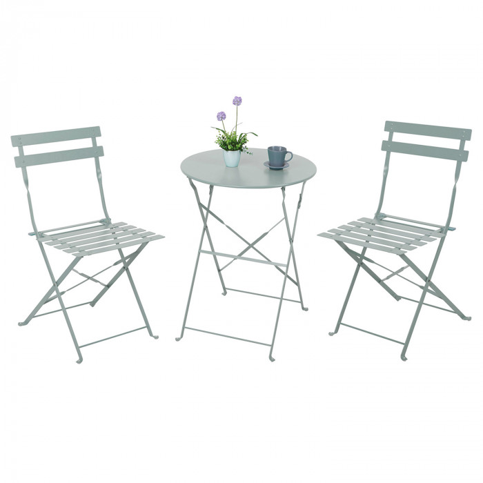 SET MESA Y SILLAS PLEGABLES METAL GRIS DN60X71CM - 41X46X79CM 7HOUSE