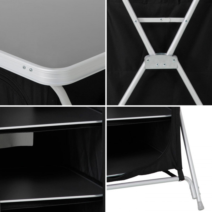 ARMARIO/MESA CAMPING ALUMINIO NEGRO 60.5*61*91CM 7HOUSE