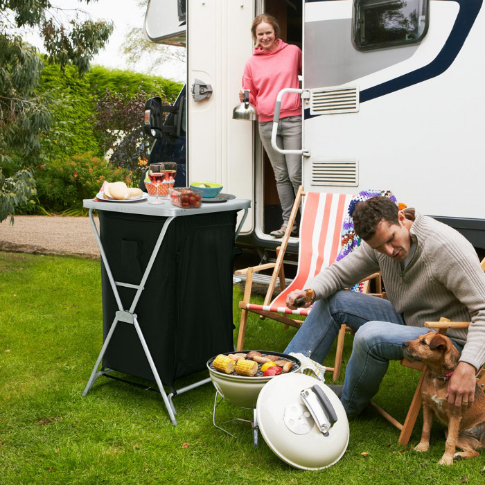 ARMARIO/MESA CAMPING ALUMINIO NEGRO 60.5*61*91CM 7HOUSE