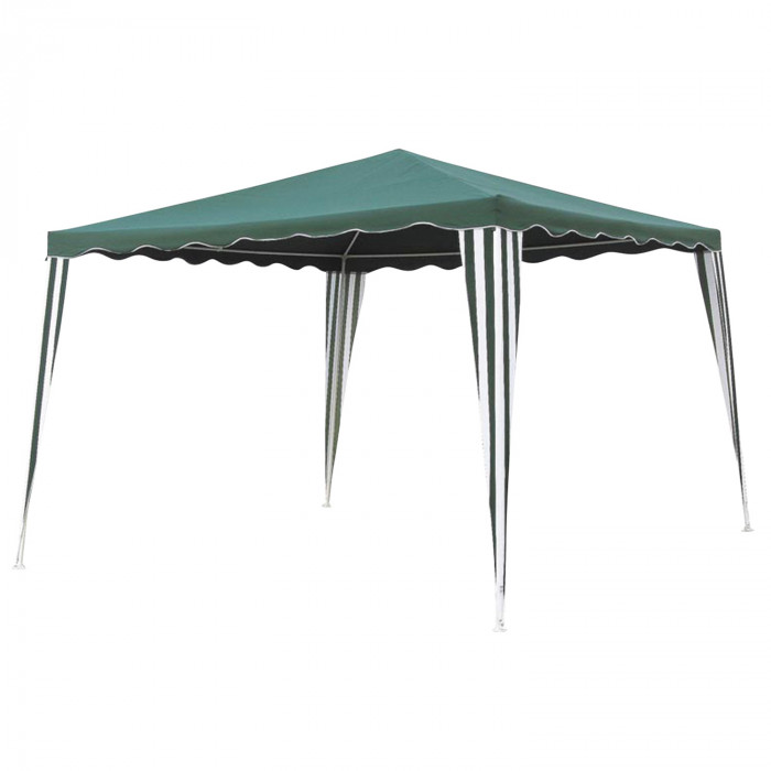 GAZEBO METAL/TELA VOLANTES VERDE/BLANCO 3*3*2.45M 7HOUSE
