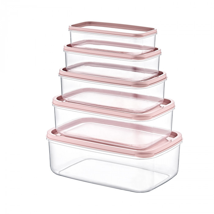 TÁPER RECTANGULAR ROSA SET DE 5 (330-530-850-1300-2100ML) 7HOUSE RT.1
