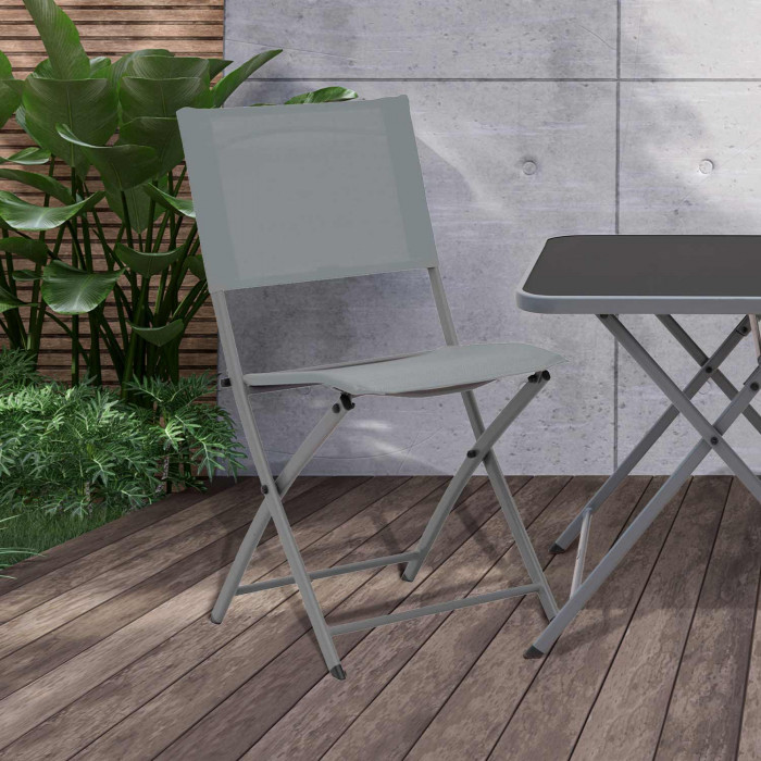 SILLA PLEGABLE GRIS CLARO 42*36/49*84CM 7HOUSE