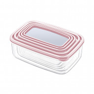TÁPER RECTANGULAR ROSA SET DE 5 (330-530-850-1300-2100ML) 7HOUSE RT.1