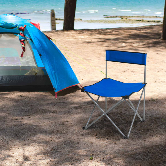 SILLA PLEGABLE CAMPING POLIESTER AZUL/ACERO 49*49*72.5CM  7HOUSE