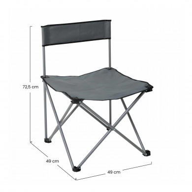 SILLA PLEGABLE CAMPING POLIESTER GRIS/ACERO 49*49*72.5CM  7HOUSE SILLA PLEGABLE CAMPING POLIESTER GRIS/ACERO 49*49*72.5CM  7HOUSE