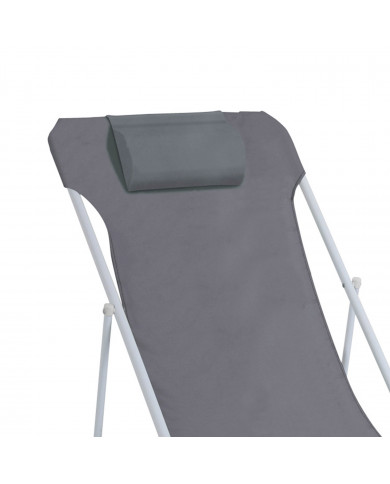 SILLA/TUMBONA PLEGABLE 3 POSICIONES CON COJÍN, POLIESTER GRIS/ACERO BLANCO 56*84*75/91CM 7HOUSE