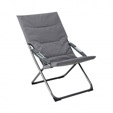 SILLA TUMBONA ACOLCHADA PLEGABLE POLIESTER GRIS/ACERO NEGRO 63*85.5*84/94CM 7HOUSE
