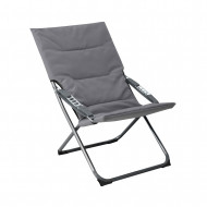SILLA TUMBONA ACOLCHADA PLEGABLE POLIESTER GRIS/ACERO NEGRO 63*85.5*84/94CM 7HOUSE