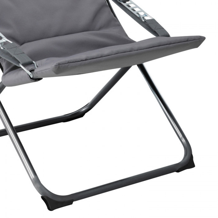 SILLA TUMBONA ACOLCHADA PLEGABLE POLIESTER GRIS/ACERO NEGRO 63*85.5*84/94CM 7HOUSE