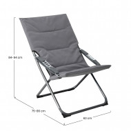 SILLA TUMBONA ACOLCHADA PLEGABLE POLIESTER GRIS/ACERO NEGRO 63*85.5*84/94CM 7HOUSE