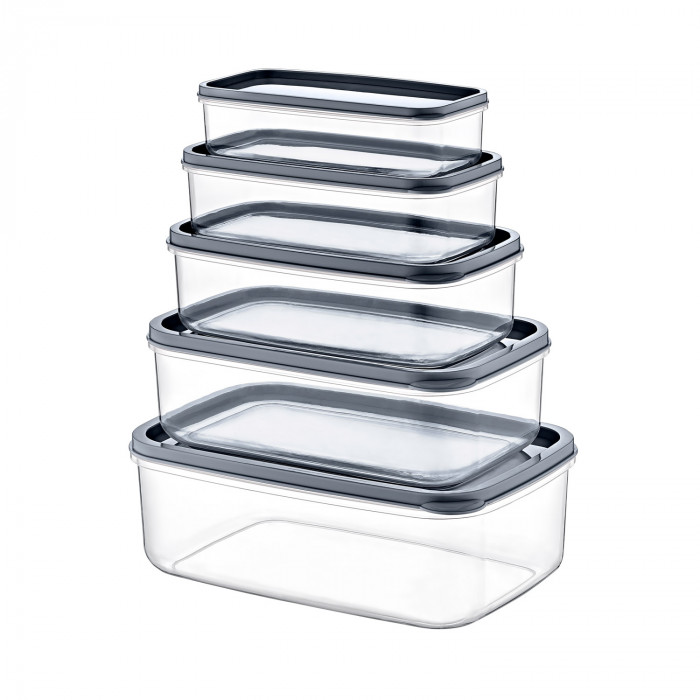 TÁPER RECTANGULAR GRIS SET DE 5 (330-530-850-1300-2100ML) 7HOUSE RT.1