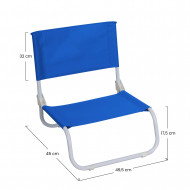 SILLA BAJA DE PLAYA POLIESTER AZUL/ACERO BLANCO 45*49.5*49.5/17.5CM 7HOUSE