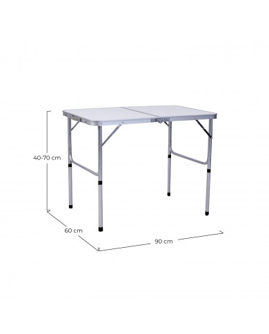 MESA DE CAMPING PLEGABLE BLANCA 2 POSICIONES ALUMINIO/MDF 90*60*40/70CM 7HOUSE