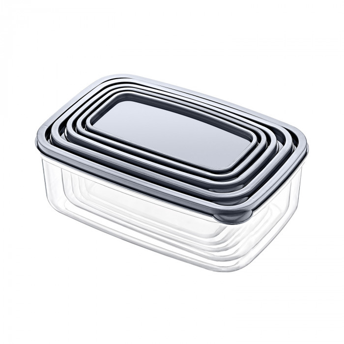 TÁPER RECTANGULAR GRIS SET DE 5 (330-530-850-1300-2100ML) 7HOUSE RT.1