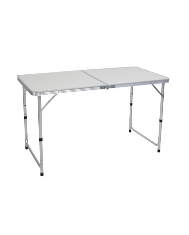 MESA DE CAMPING PLEGABLE BLANCA 3 POSICIONES ALUMINIO/MDF 120*60*55/61.5/70CM 7HOUSE
