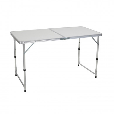 MESA DE CAMPING PLEGABLE BLANCA 3 POSICIONES ALUMINIO/MDF 120*60*55/61.5/70CM 7HOUSE
