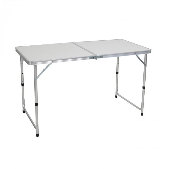 MESA DE CAMPING PLEGABLE BLANCA 3 POSICIONES ALUMINIO/MDF 120*60*55/61.5/70CM 7HOUSE