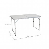 MESA DE CAMPING PLEGABLE BLANCA 3 POSICIONES ALUMINIO/MDF 120*60*55/61.5/70CM 7HOUSE