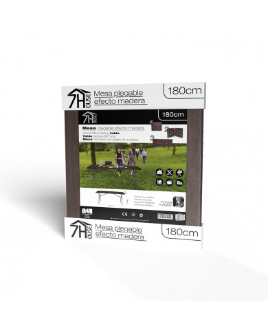 MESA PLEGABLE RECTANGULAR EFECTO MADERA 180x74x74cm 7HOUSE CJ.1