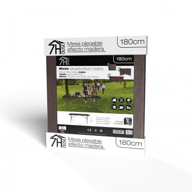 MESA PLEGABLE RECTANGULAR EFECTO MADERA 180x74x74cm 7HOUSE CJ.1 MESA PLEGABLE RECTANGULAR EFECTO MADERA 180x74x74cm 7HOUSE CJ.1
