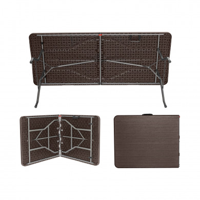 MESA PLEGABLE RECTANGULAR EFECTO MADERA 180x74x74cm 7HOUSE CJ.1 MESA PLEGABLE RECTANGULAR EFECTO MADERA 180x74x74cm 7HOUSE CJ.1