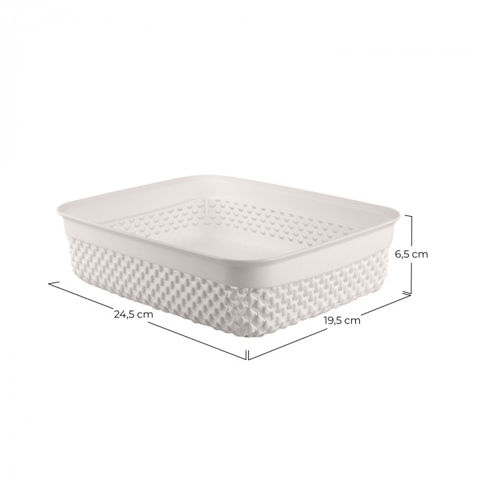 CESTA RESINA RECTANGULAR BAJA BLANCO (24,5x19,5x6,5cm) 2,2L 7HOUSE