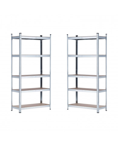 PACK DE 2 ESTANTERÍA GALVANIZADA 5 BALDAS AJUSTABLES 175KG. 1800x900x400mm  7HOUSE CJ.1