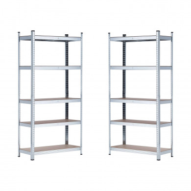 PACK DE 2 ESTANTERÍA GALVANIZADA 5 BALDAS AJUSTABLES 175KG. 1800x900x400mm  7HOUSE CJ.1