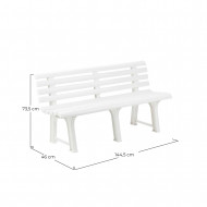 BANCO MODELO ORCHIDEA BLANCO 145x49x74 Peso 9,5Kg